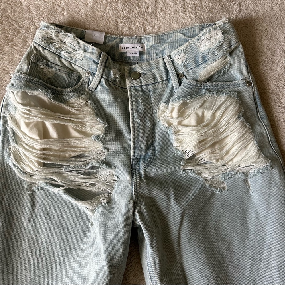 Good American Good 90s Shredded Jeans size 2/26 - Picture 4 of 8